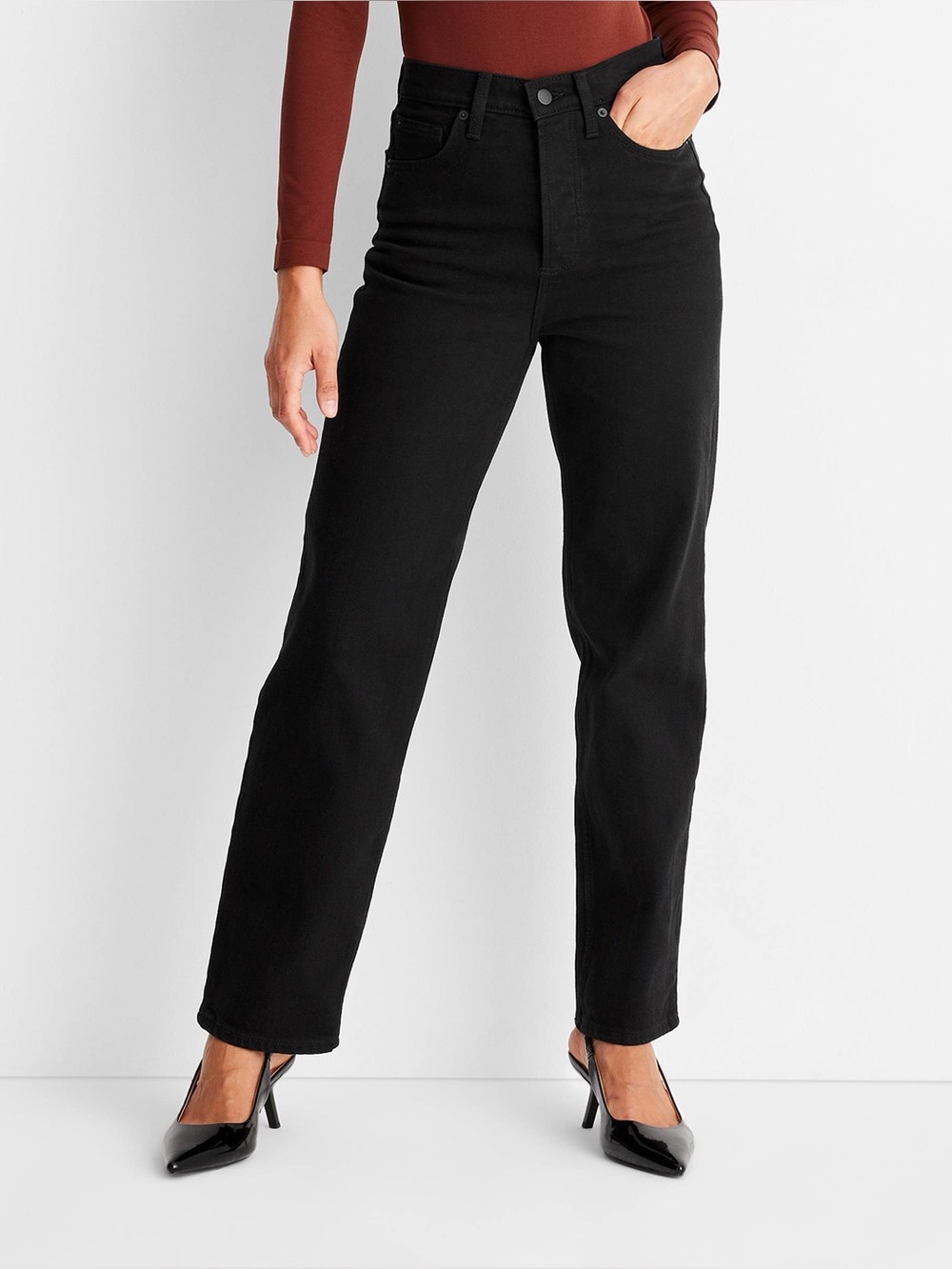 Universal Thread Highest Rise Straight Denim Jeans Black 6 NWT Stretch
